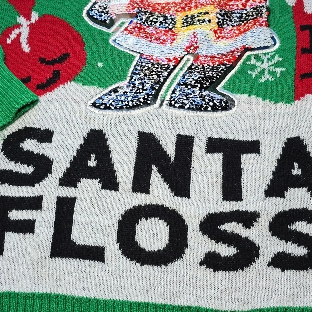 Well Worn Holiday Sweater Santa Floss Ugly Christmas Sweater KIDS Size Medium